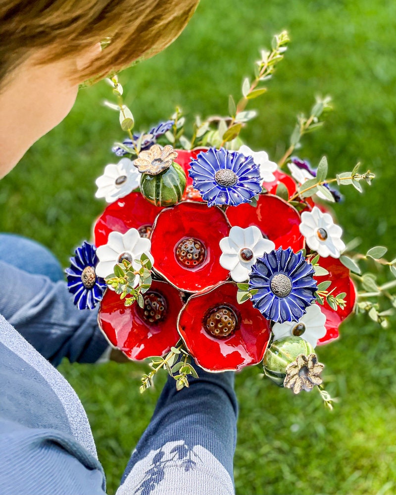 Ceramic Poppy - Real Touch Flower for Faux Flower Bouquet
