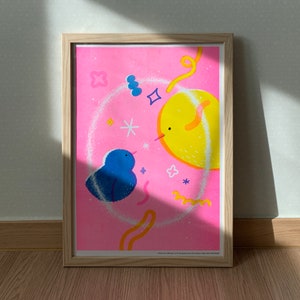 A3 Risograph Print of Two Birds.