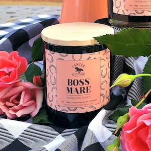 BOSS MARE - Limited Edition - Sparkling Peach | Equestrian Candle | Home Gifts and Fragrances | Soy Wood Wick Candle