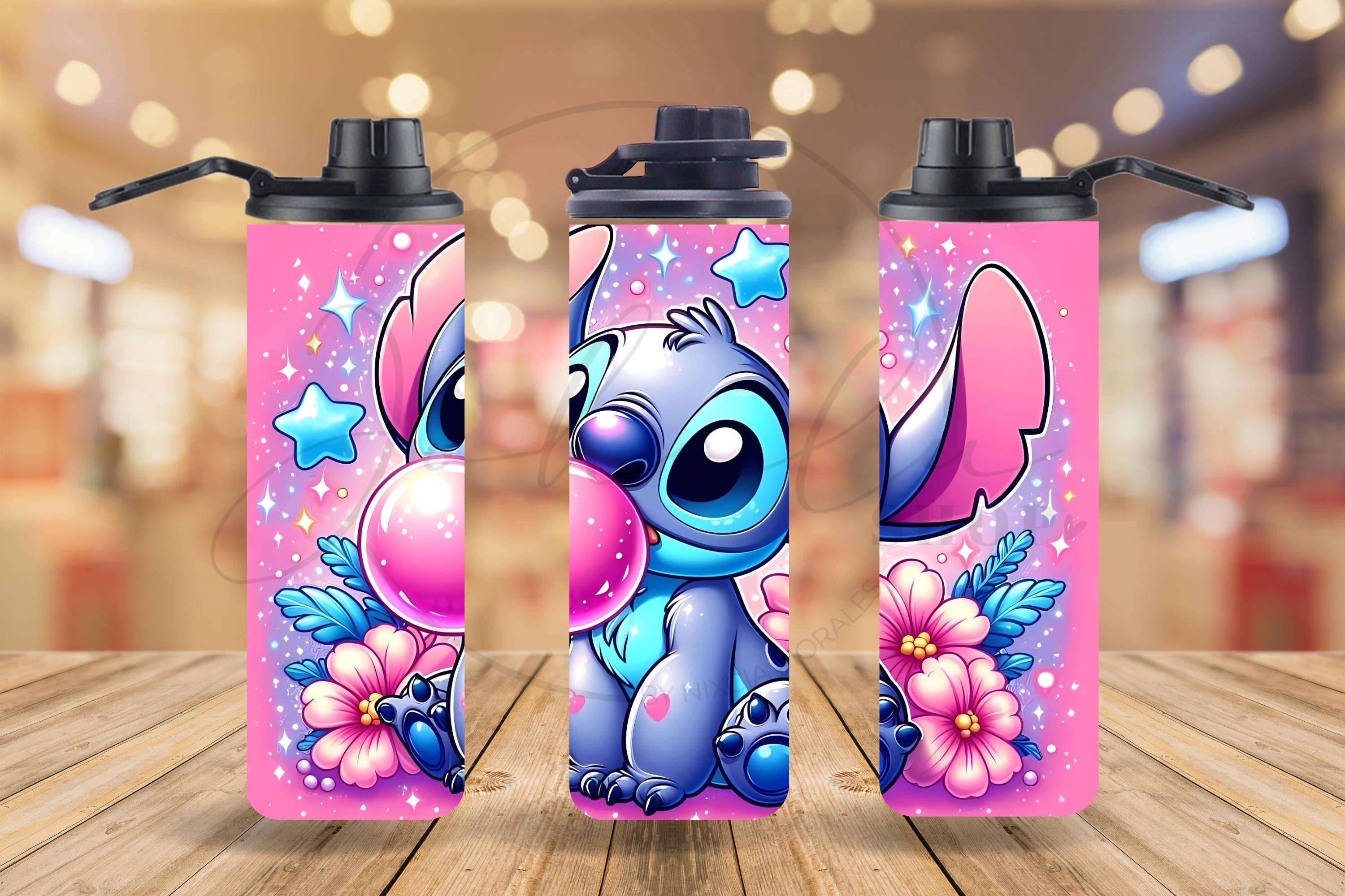 20oz Pink  stitch  Tumbler, blue alien cup, gifts for her