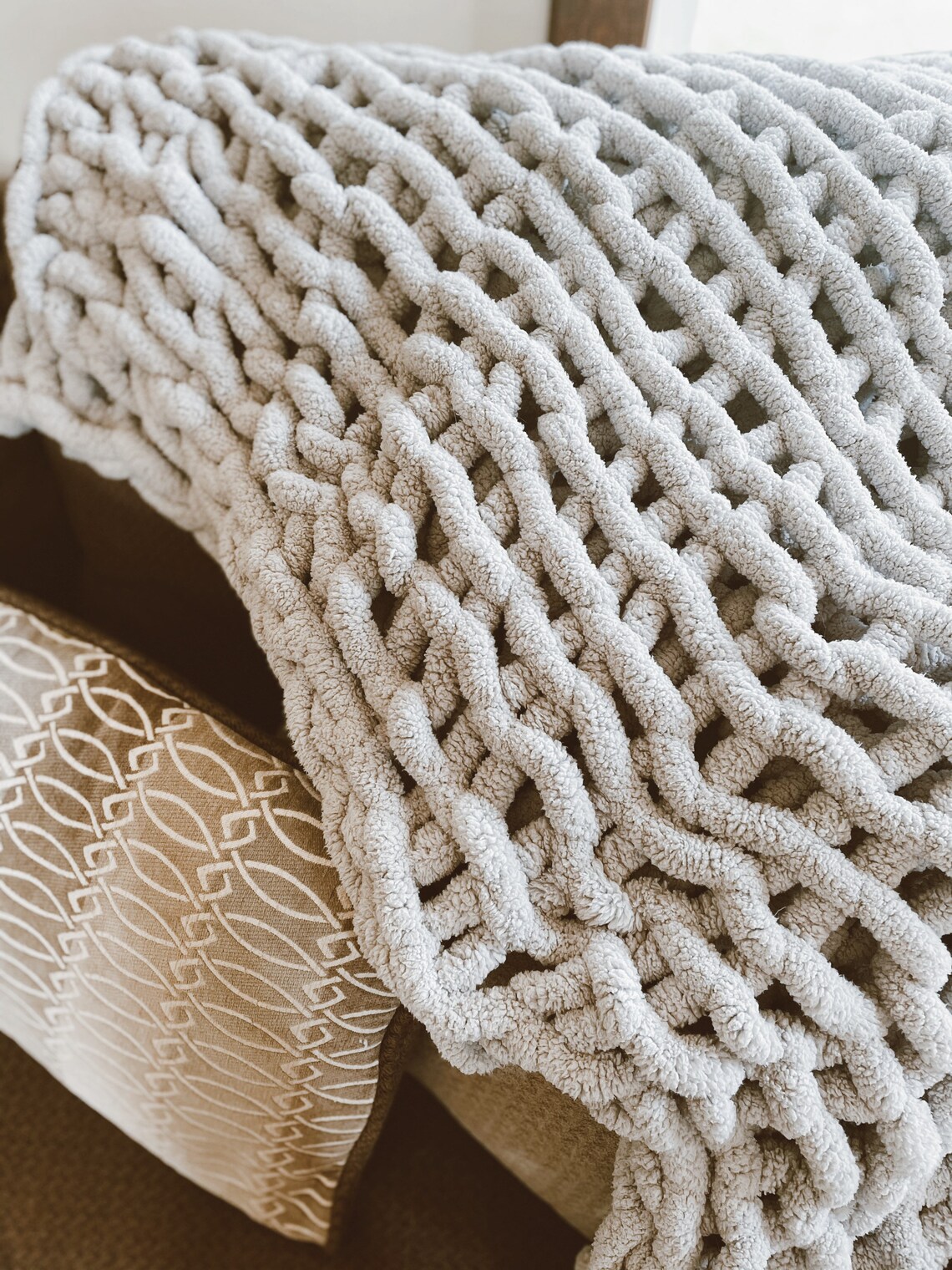 Loose knit chunky chenille blanket Etsy