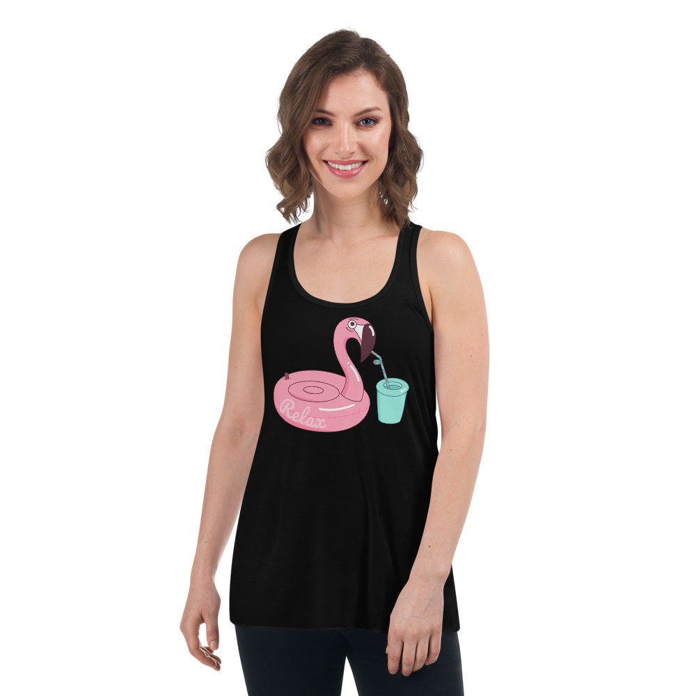 Relax Flamingo Pool Float Women's Racerback Tank - Etsy UK