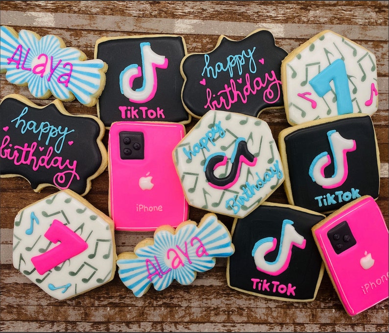 Tik Tok Custom Cookies Tok Tok Birthday Viral Music Dessert image 0