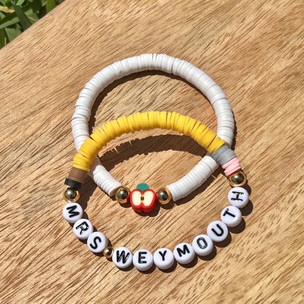 Teacher Bracelets set (2 bracelets) - Teachers Gifts - Teacher Appreciation - custom bracelets - personalized - teachers end of year gifts