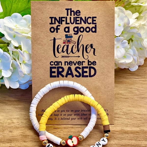 Teacher Bracelets set - Teachers Gifts - Teacher Appreciation - custom bracelets - personalized - teachers end of year gifts