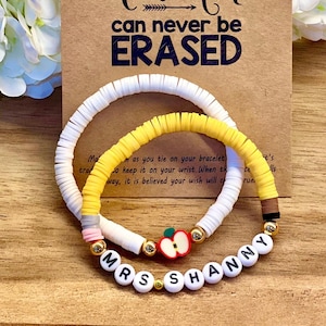 Teacher Bracelets - Teachers Gifts - Teacher Appreciation - back to school - Christian- Catholic - Cross- custom bracelets - personalized -