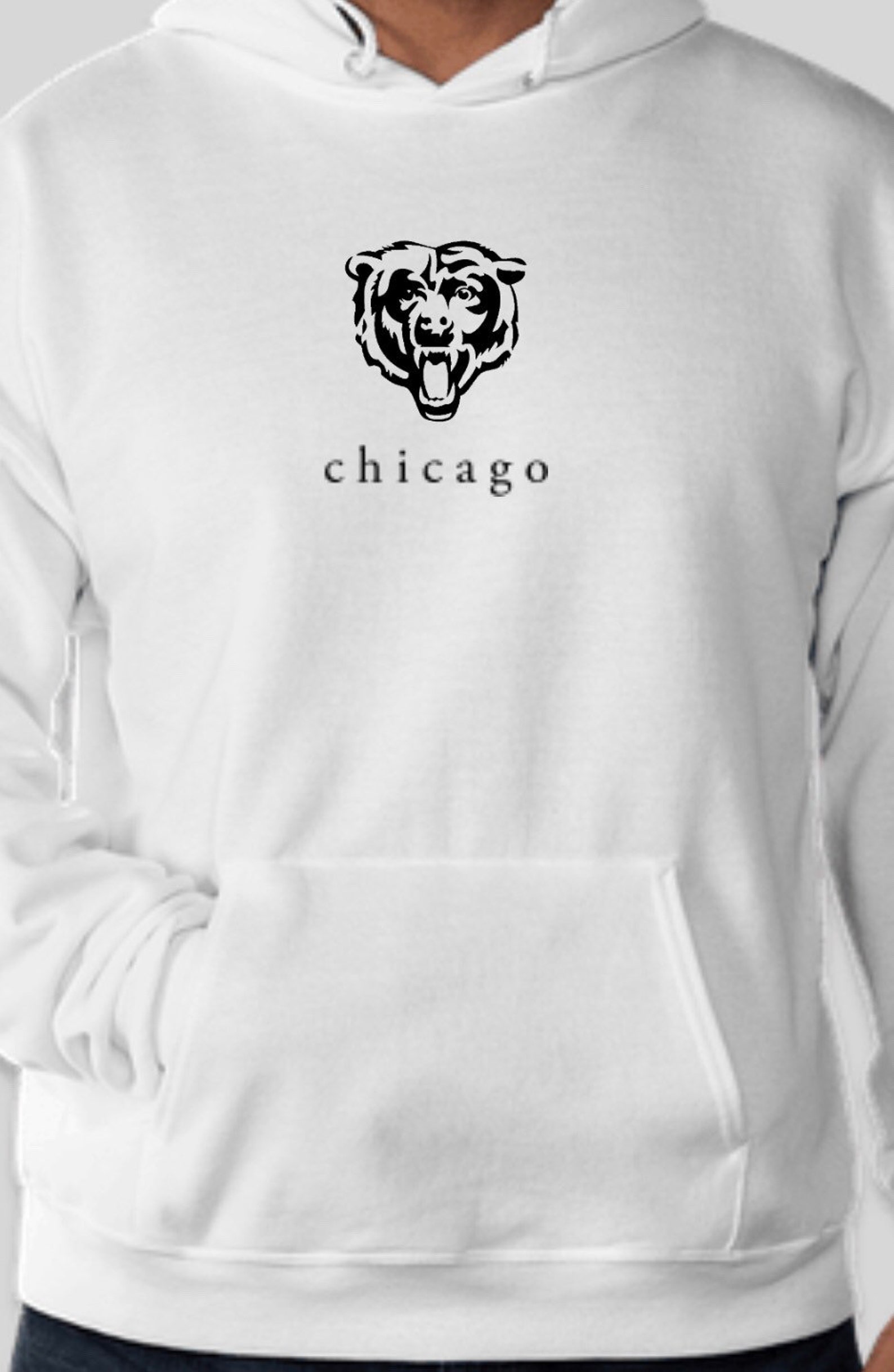 Chicago Bears Minimalist Embroidered Hoodie Etsy