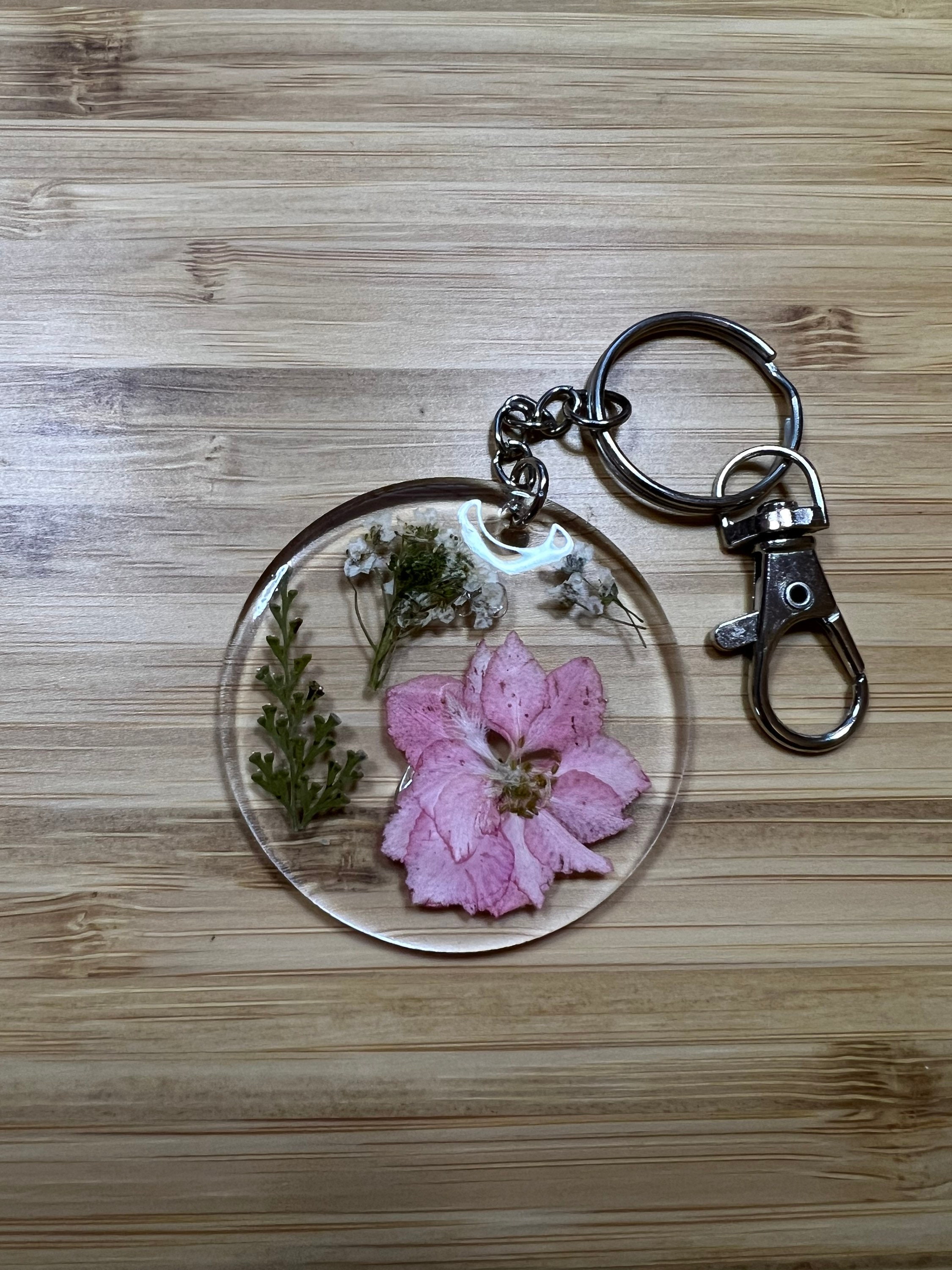 Resin Heart Keychain Flower Keychain Dried Flowers Charm -  Israel