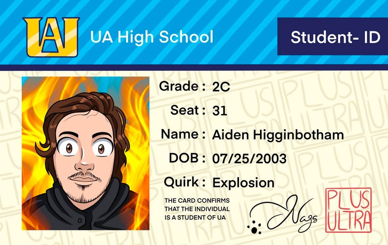 Custom My Hero Academia ID Card Boku No Hero MHA Student Etsy