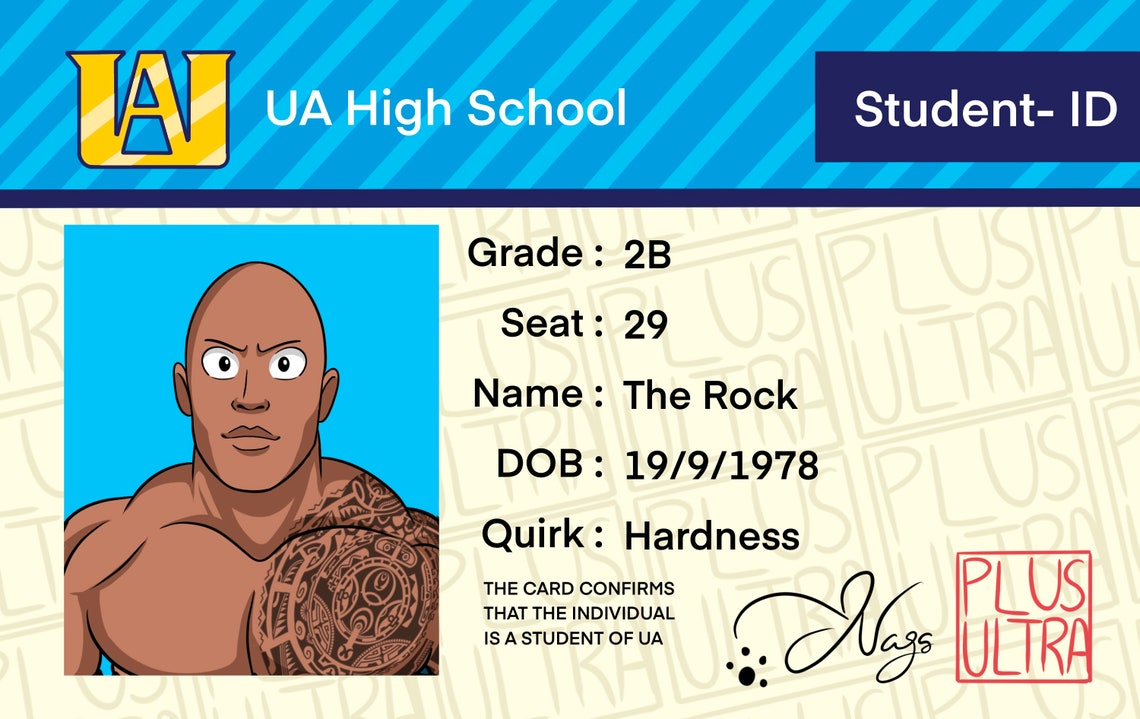 Custom My Hero Academia ID Card Boku No Hero MHA Student Etsy