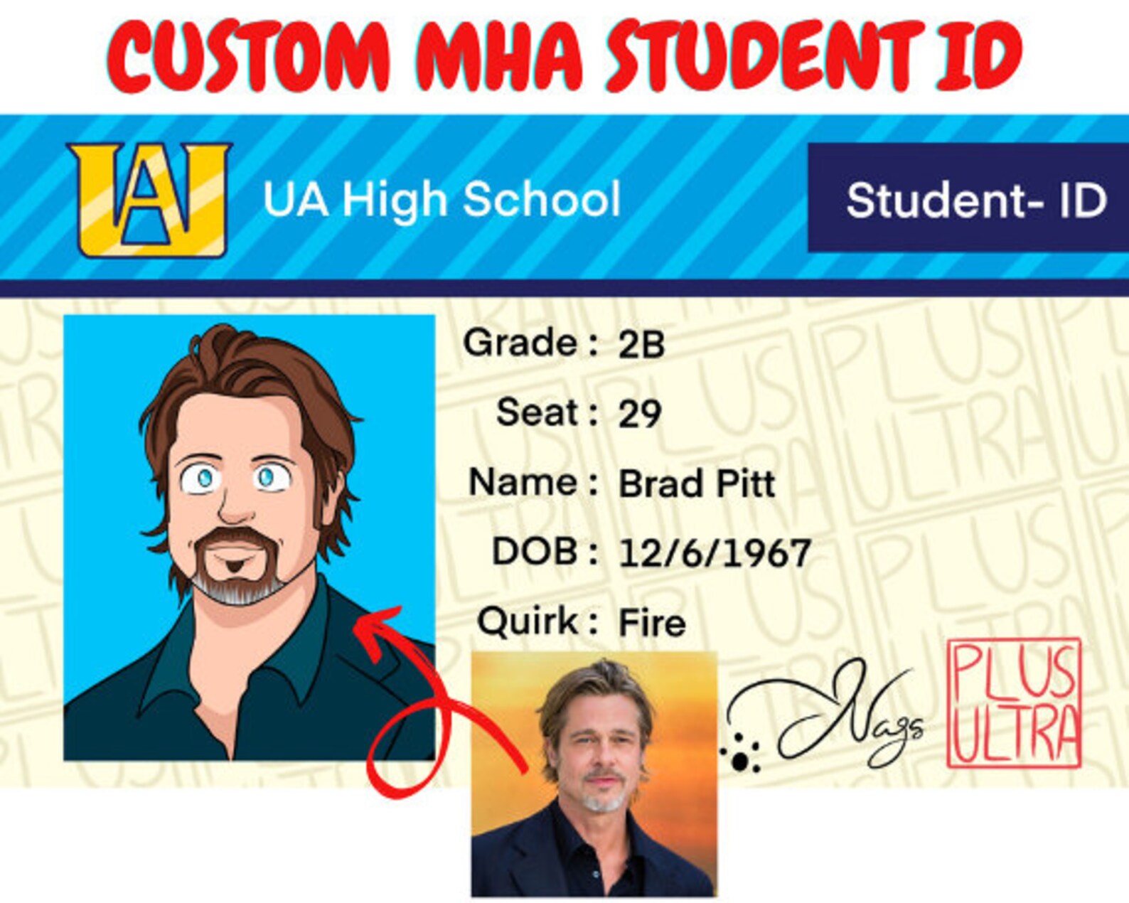 Custom My Hero Academia ID Card Boku No Hero MHA Student Etsy