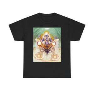 Camiseta unisex ocultista, camiseta gráfica gnóstica Sabaoth Archon, camiseta de algodón pesado místico, ropa esotérica espiritual, camiseta con símbolo cósmico