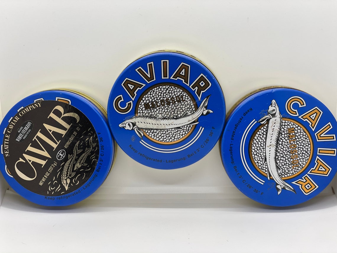 Vintage Caviar Tins Fish Roe Containers Tin Set of Three Etsy