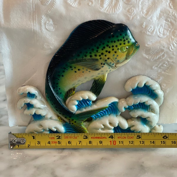 Vintage Mahi Fish, Napkin Holder Fish, Plastic Dolphin Fish, Ocean Waves, Tiki Fish, 1980 Plastic Fish #218