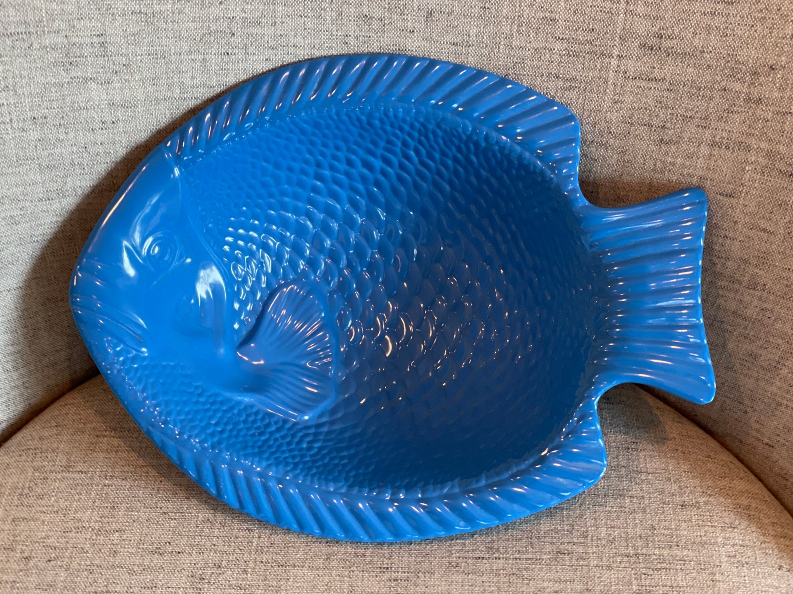 Vintage Fish Bowl 1970 Art Melamine Plastic Royal Blue Etsy