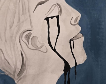 Aquarell Trauer Kunst: Weinende Figurenmalerei