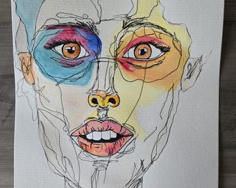 Watercolor and Ink Portrait
