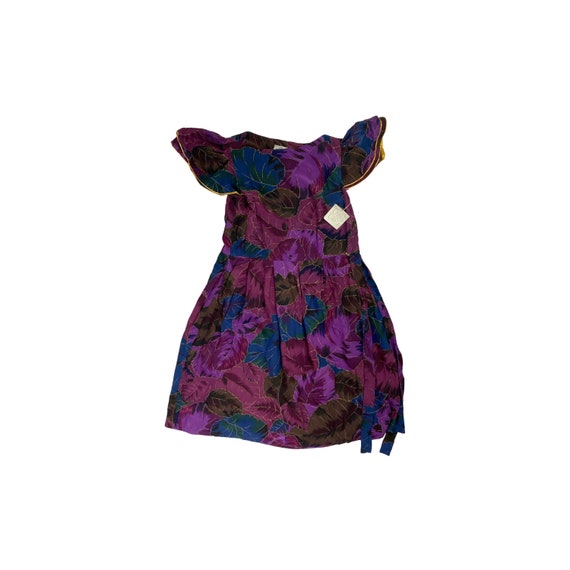 80s Floral Silk Cocktail Dress