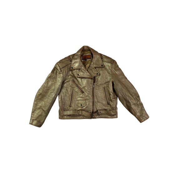 80s Bronze Leather Motorcycle Jacket