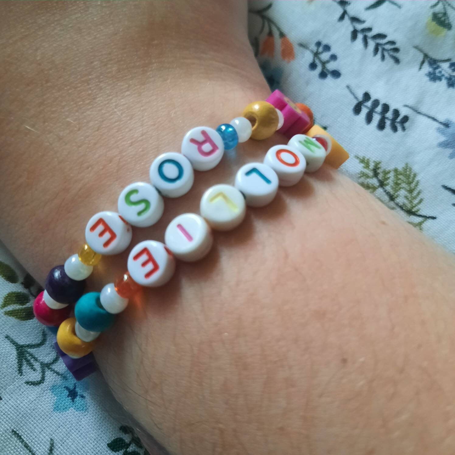 Mixed bead rainbow custom name bracelets Cute decora kidcore Etsy