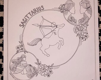 Hand Drawn Custom Rising, Sun, and Moon Signs -  Zodiac Signs - 12x12 Wall Decor