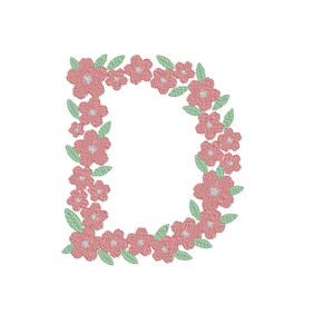 Floral Letter D Embroidery Design Descarga instantánea