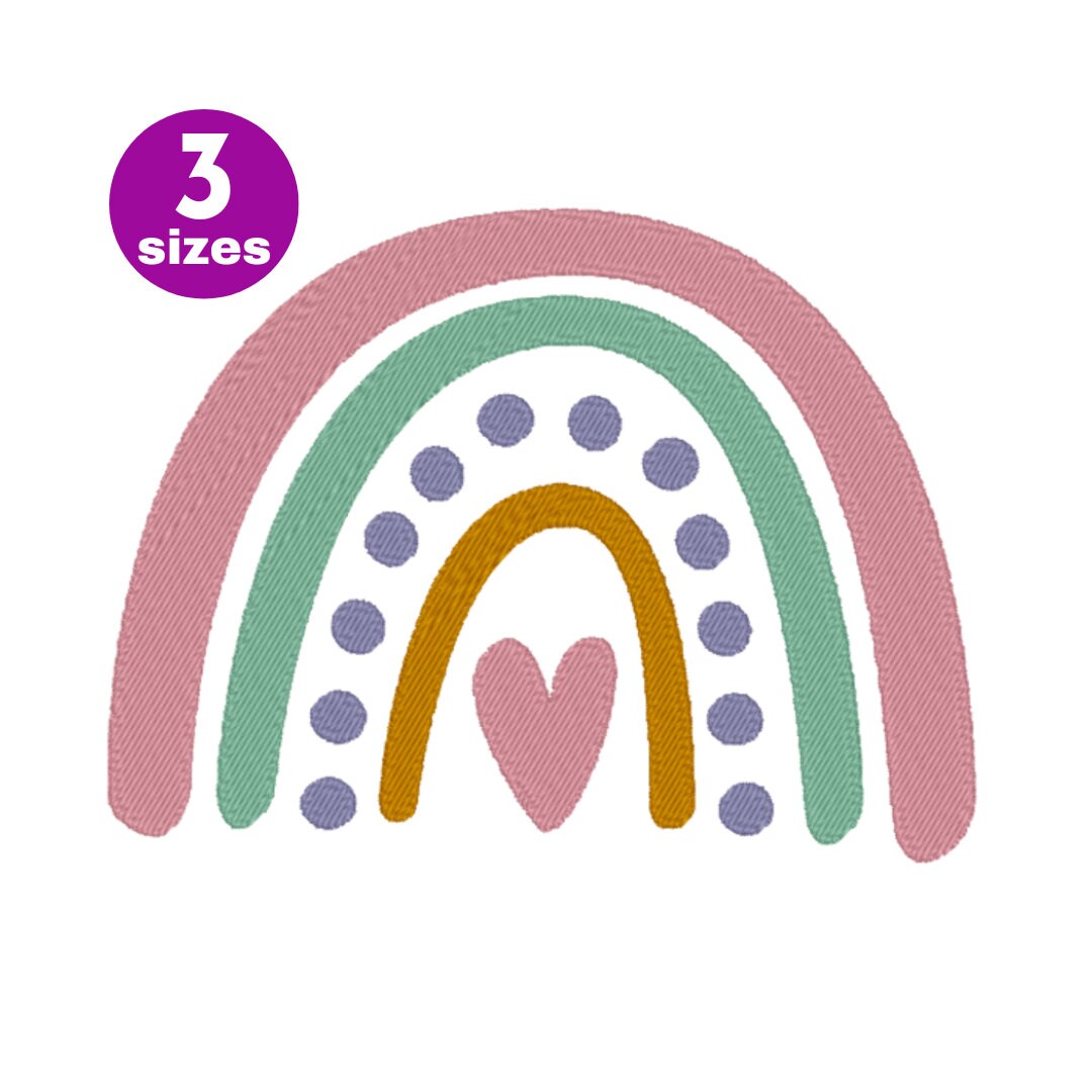 Rainbow Embroidery Design Pastel Rainbow Embroidery Design Etsy