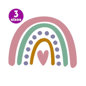 Rainbow Embroidery Design, Pastel Rainbow Embroidery Design, Rainbow Embroidery File, 3 Sizes, Instant Download