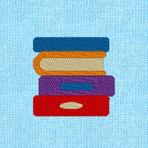 Stack of Books Embroidery Design