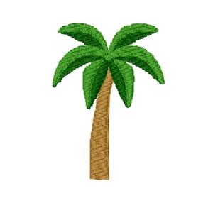 Mini 1&quot; Palm Tree Machine Embroidery Design File - Little Exotic Hawaii Palm Tree Embroidery Art - INSTANT DOWNLOAD - 4x4 inch hoop
