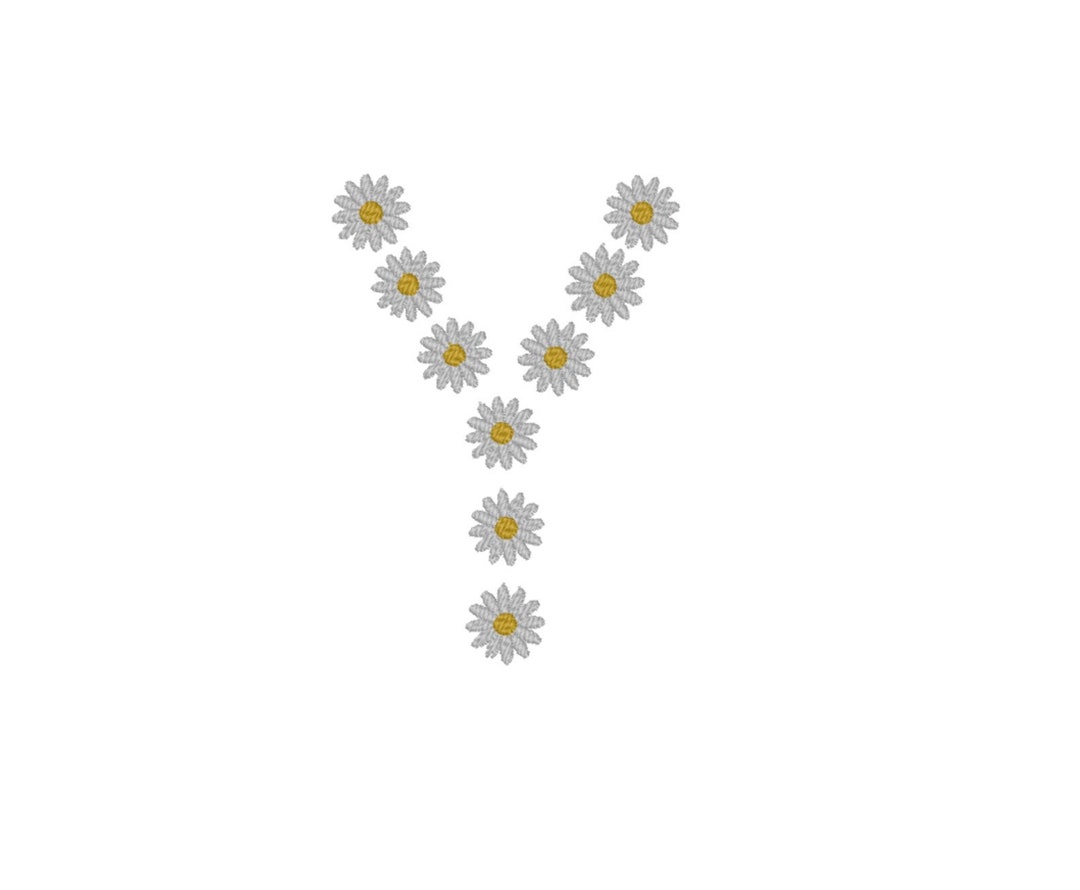 DAISY LETTER Y Embroidery Design Daisy Embroidery Design Etsy