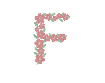 Florale Buchstabe F Stickdatei