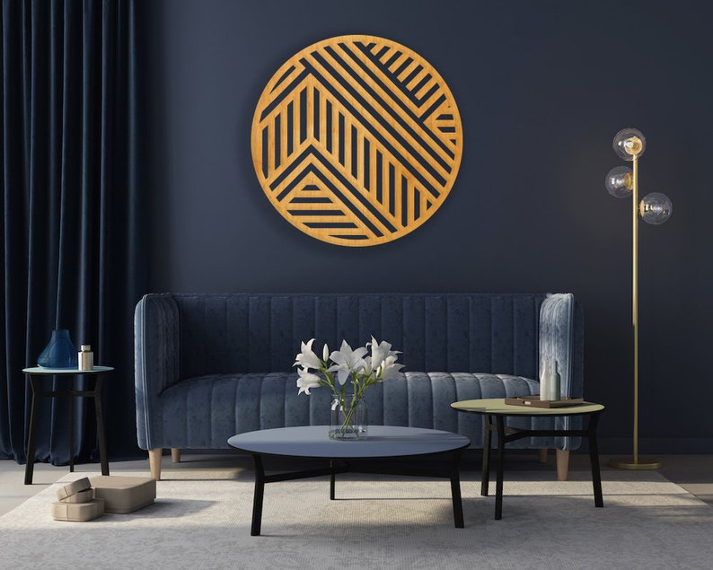 Wooden Circle Wall Decor Geometric Wooden Wall Decor Large Etsy