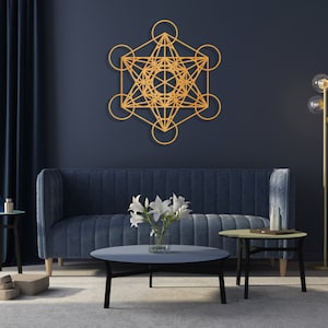 Metatron&#39;s cube wood wall decor, Wooden metatron cube laser cut, Metatron wall art, Metatron cube wood decor, Geometric cube metatron decor