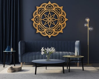 Wood mandala wall art, Mandala laser cut, Wood mandala wall decor, Mandala decoration, Mandala wall hanging, Flower wood wall decor