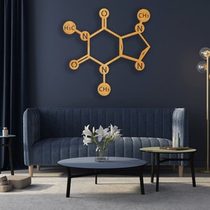 Wooden coffee sign, Caffeine molecule wall art, Large coffee bar sign, Chemistry kitchen decor, Wooden coffee bar sign, Coffee bar wood sign