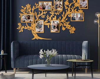 Family tree wall art,Family tree gift,Personalised family tree with photos,Customized wood family tree,Wooden family tree,Large family tree
