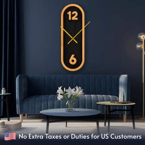 Oversized Wall Clock, Large Wall Clock Unique, Modern Wall Clock, Cool Clock Simple, Wooden Clock for Bedroom, Rectangle Wall Clock