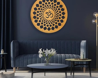 Om sign mandala, Om wall art,  Indian om sign, Om sign mandala, Meditation wall decor, Spiritual home decor