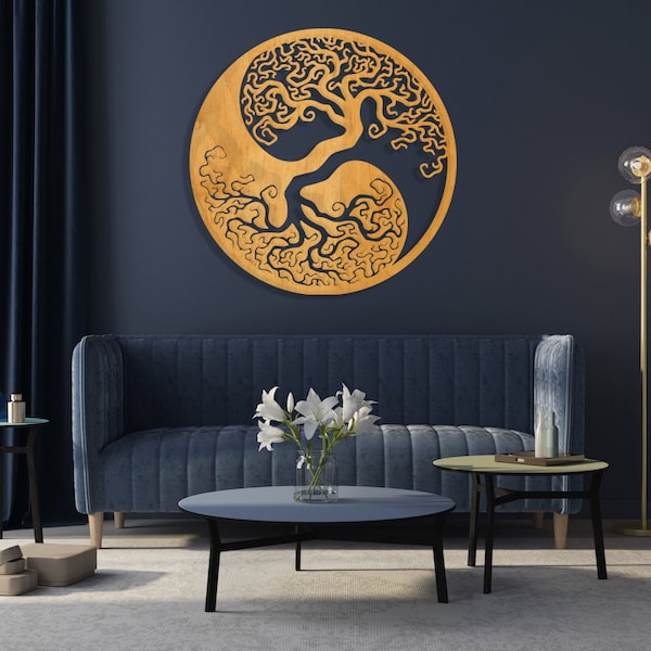 Yin Yang Tree of Life, Ying and Yang Decoration, Ying Yang Wall Art, Yin Yang Wooden, Yin Yang Home Decoration, Yin Yang Gifts