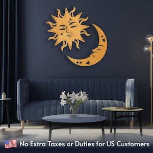 Sun and moon wall hanging, Sun and moon wall art, Sun and moon decor, Sun and moon wooden decor,Sun and moon sign,Wood moon wall art