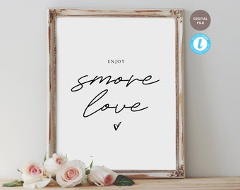 enjoy smore love, smores bar sign, wedding sign template, hashtag sign, editable pdf, templett template KELLY COLLECTION