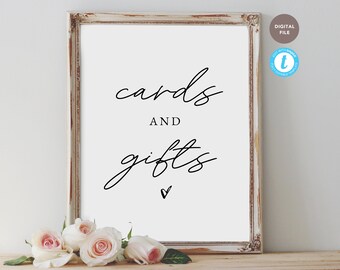 gifts and cards wedding sign, reception sign, wedding sign template, hashtag sign, editable pdf, templett template / janey