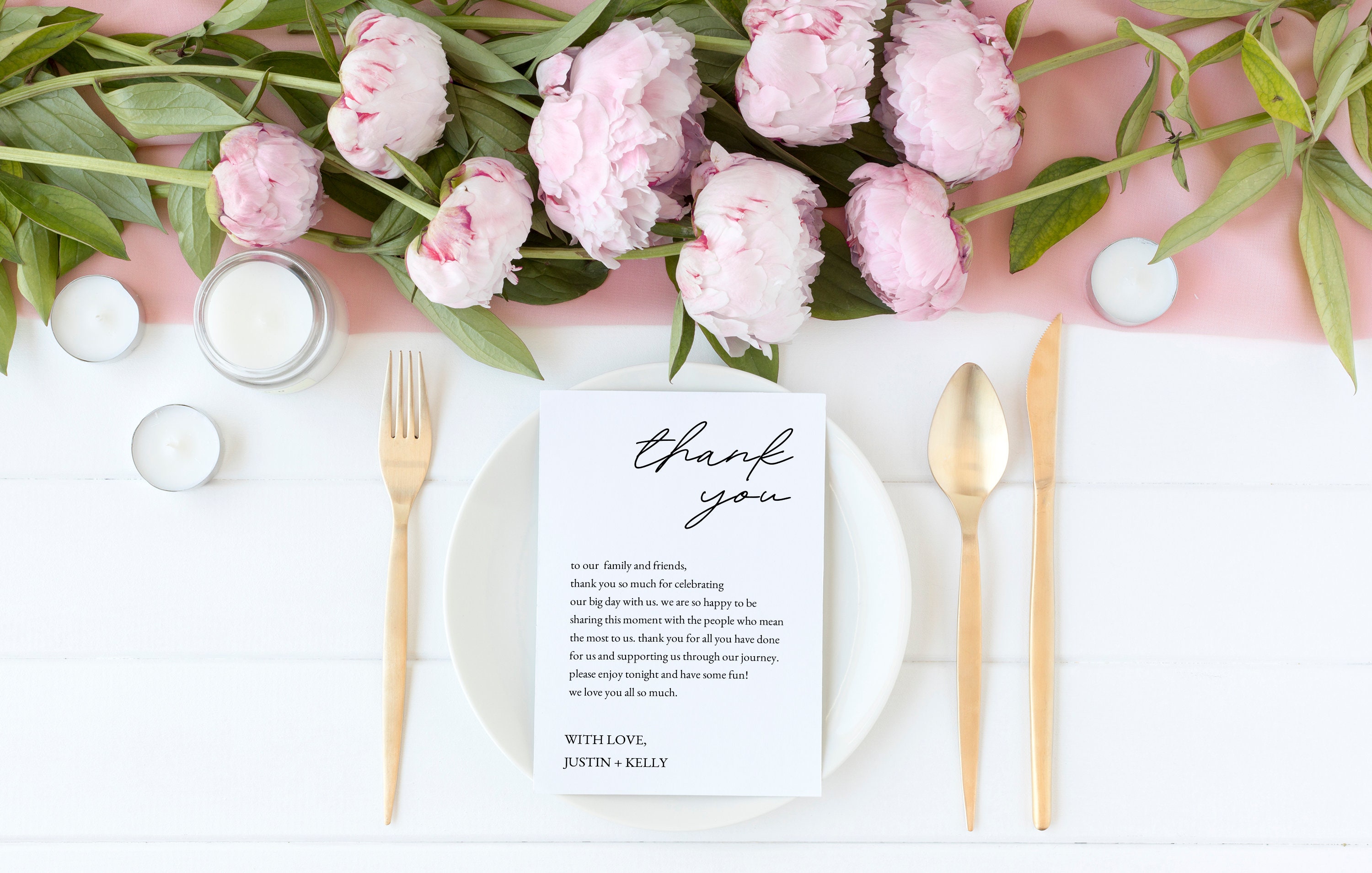 Thank you card for dinner reception wedding dinner menu Etsy