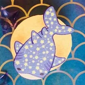 Wooden Whale Shark Stars Pin