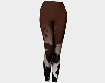 Kuh Print Leggings - Brauner Übergang