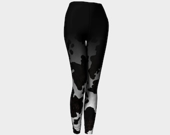 Kuh Print Leggings - Schwarzer Übergang