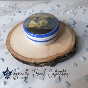 Edouard Monet Limoges Box. Vintage Painting Limoges trinket. Impressionism Blue Limoges trinket box. Monet in his Barque. Limoges France.