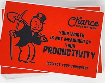 Your Worth Is Not Measured By Productivity | Monopoly Jail Card Sticker | Anti Capitalist Leftist | Progressive Decal