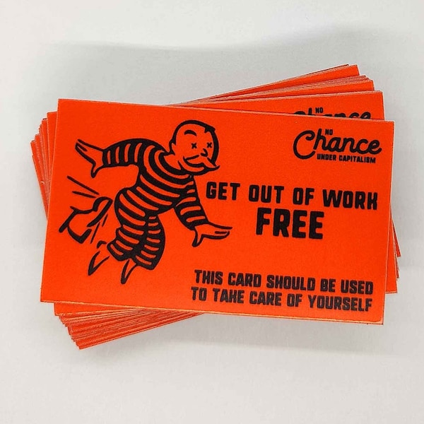 Get Out of Jail (Work) For Free - 3in Monopoly Game Sticker - Anti Capitalist Sticker - Jail Card  Monopoly Stickers – Progressive Leftist